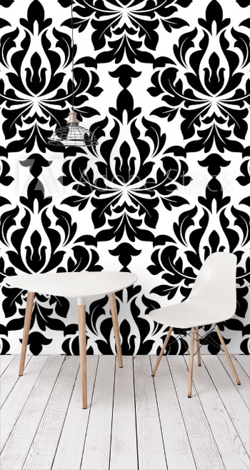 Bild på Black colored floral arabesque seamless pattern